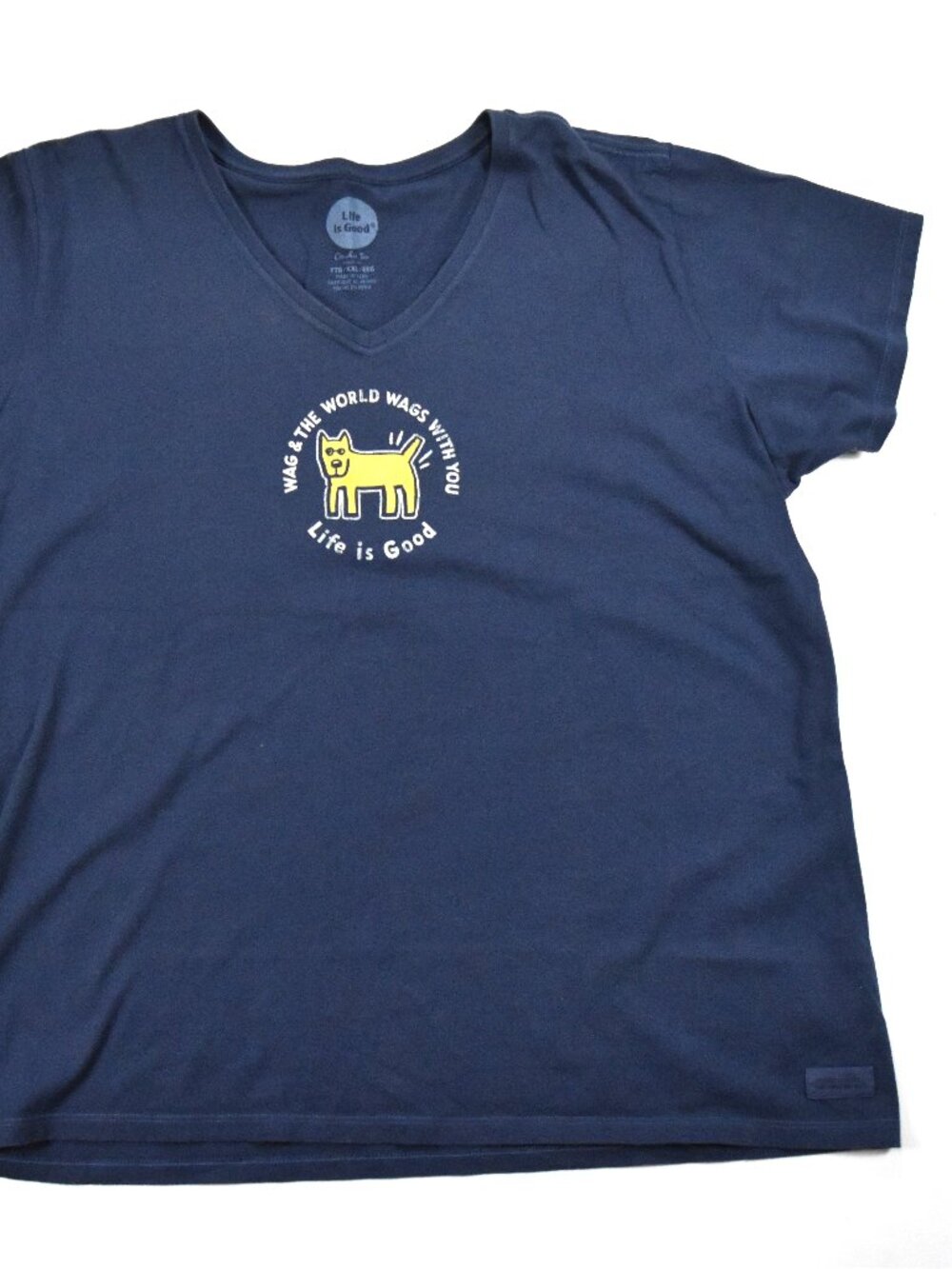 Life Is Good Women's XXL V-Neck Dog Graphic Crusher Tee Wag & The World Wags Too